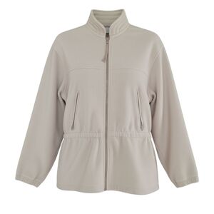 Woolrich Fleece Jacket Full Zip Cinch Waist Zipped Pockets Neutral Cream Y2K S